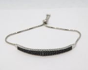 Sterling Silver Graduating Blue Diamond Tassel Bracelet Vintage c2000