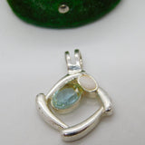 Sterling Silver Topaz & Opal Set Drop Charm Pendant Vintage c1970