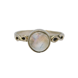 Sterling Silver Faceted Rainbow Moonstone Ring Vintage c1970 Size N 1/2 UK