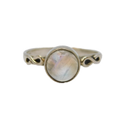 Sterling Silver Faceted Rainbow Moonstone Ring Vintage c1970 Size N 1/2 UK
