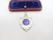 Irish Sterling Silver & Blue Enamel Gaelic Football Fob Medal 1959 Dublin