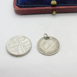 Sterling Silver Threepence Coin Charm Pendant Antique 1936 King George V