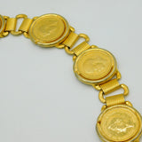 Large Gilt Metal Dress Belt with Gilded Half Penny Coins Vintage c1960s
