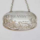 Sterling Silver Shooting Interest Brandy Decanter Label Vintage 1982 Birmingham