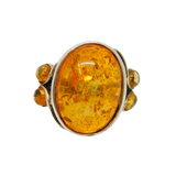 Sterling Silver Chunky Baltic Amber Statement Ring Vintage c1970 Size K 1/2