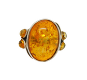 Sterling Silver Chunky Baltic Amber Statement Ring Vintage c1970 Size K 1/2