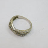 Sterling Silver White Topaz Crossover Band Dress Ring Vintage c1990 Size O