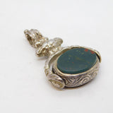 Sterling Silver Bloodstone & Carnelian Spinner Fob Vintage London