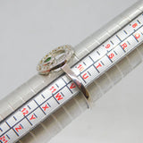 Sterling Silver Green Garnet Circle Design Band Ring Vintage c2000 Size U 1/2