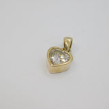 Sterling Silver CZ Heart Drop Charm Or Pendant Contemporary c2000s