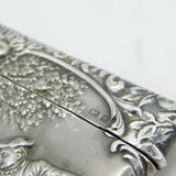 Edwardian Sterling Silver Regency Scene Card Case Antique 1904 Birmingham