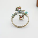 Sterling Silver Ring With Glass Beads Vintage c1970 Size K 1/2