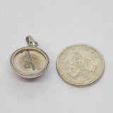 Sterling Silver Dutch Delft Ceramic Windmill Scene Round Pendant Vintage c1970