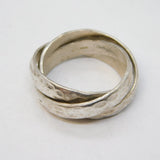 Studio Sterling Silver Planished Trinity Ring Vintage London Size W UK