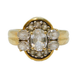 9ct Yellow Gold White Sapphire Set Cluster Ring Vintage 2007 Birmingham