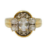 9ct Yellow Gold White Sapphire Set Cluster Ring Vintage 2007 Birmingham