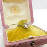 Sterling Silver Faceted Glass Ring Vintage c1970 Size