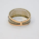 Sterling Silver & Gold Adjustable Picture Band  Ring Vintage c1970 Size N