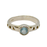 Sterling Silver Rennie Macintosh Style Blue Topaz Ring Vintage c1970 Size O 1/2