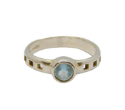 Sterling Silver Rennie Macintosh Style Blue Topaz Ring Vintage c1970 Size O 1/2