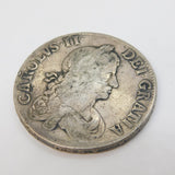 King Charles II Silver 2nd Bust Crown Coin Antique 1664 Fair-Fine Condition