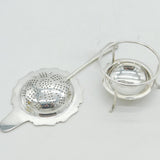 Sterling Silver Rose Form Tea Strainer & Drip Stand Vintage 1953 Sheffield