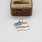 Sterling Silver Enamel USA Flag Charm Pendant Vintage c1970