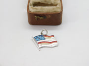 Sterling Silver Enamel USA Flag Charm Pendant Vintage c1970