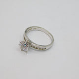 Sterling Silver 11 Sparkling CZ Engagement/Dress Ring Modern c2010 Size O 1/2