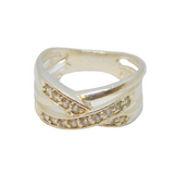 Sterling Silver Spinel Set Cross Over Band Ring Vintage c1970 Size N