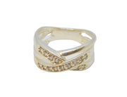Sterling Silver Spinel Set Cross Over Band Ring Vintage c1970 Size N