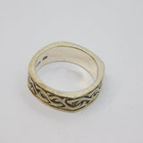 Sterling Silver Chunky Squared Patterned Band Ring Vintage c1970 Size Z 1/2