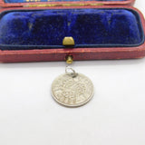 Sterling Silver Authentic Threepence Charm Pendant 1935
