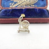 Sterling Silver Traditional Spinning Wheel Charm Pendant Vintage c1970