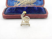 Sterling Silver Traditional Spinning Wheel Charm Pendant Vintage c1970