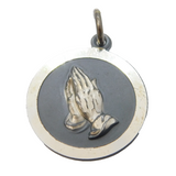 Sterling Silver Praying Hands Charm Pendant Vintage c1970s