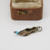 Sterling Silver Turquoise Set Clog Shoe Charm Pendant Vintage c1970