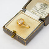 18ct Yellow Gold Diamond Set Daisy Cluster Ring Antique 1913 Birmingham