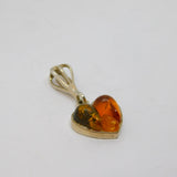 Sterling Silver Mixed Free Set Baltic Amber Heart Charm Pendant Vintage c1970