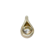 Sterling Silver Spinel Solitaire Set Peardrop Small Drop Pendant Vintage c1970