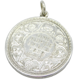 King George V Indian Colonial Sterling Silver Rupee Coin Pendant Antique 1919