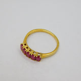 Sterling Silver 5 Natural Ruby Half Eternity Dress Ring Modern c1990 Size P