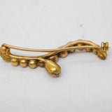 Georgian 9ct Gold Closed Back Garnet Wave Brooch Antique c1800s