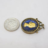 Sterling Silver Mounted Vitreous Enamel Sixpence Charm Pendant Vintage c1970s