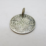King William III Sterling Silver Drilled Sixpence Coin Charm Antique 1697