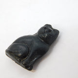 Czech Black Glass Christmas Cracker Cat Charm Antique c1920 Art Deco