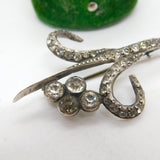 Victorian Sterling Silver Paste Set Floral Spray Brooch Antique c1880