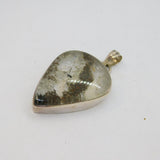 Sterling Silver Crystal Quartz With Black Inclusion Pendant Vintage c1970s