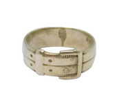 Edwardian Sterling Silver Buckle Sweetheart Band Ring Antique 1902 Size W