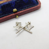 Sterling Silver Crossed Battle Axe Charm Pendant Vintage c1970